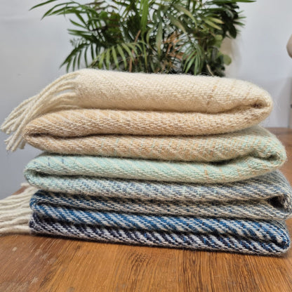 Pure British Wool Blanket Throw | Coastline Ombre