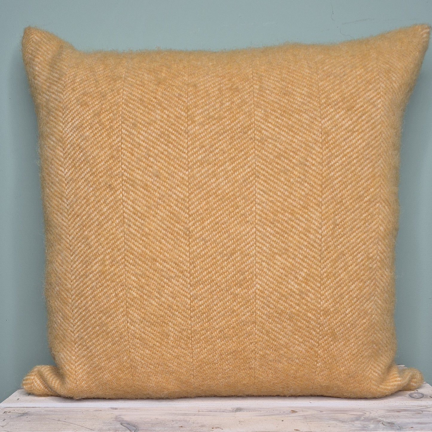 Pure Wool Cushion | Burnt Orange Herringbone