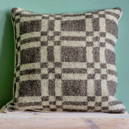 Pure Wool Cushion | Grey Geometric w/Piped Edging