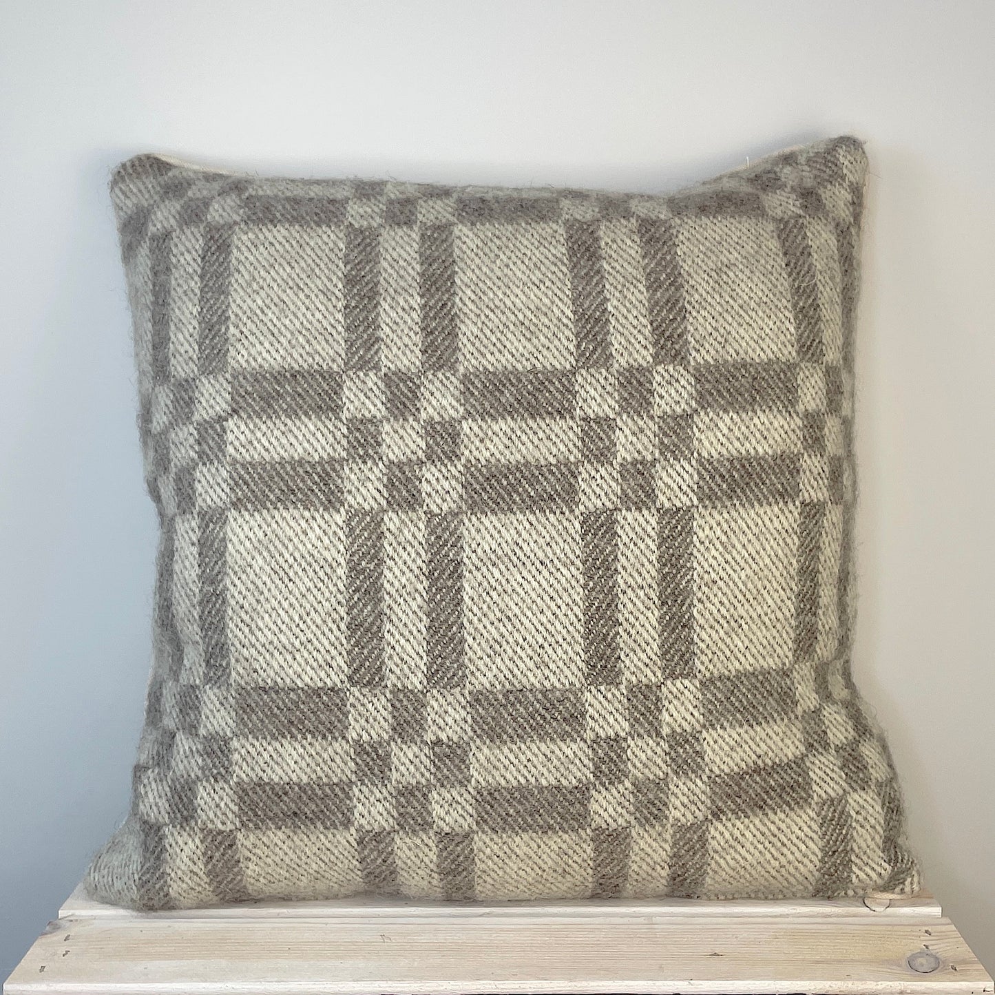 Pure Wool Cushion | Grey Inverse Geometric w/Piped Edging