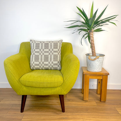 Pure Wool Cushion | Grey Geometric Squares