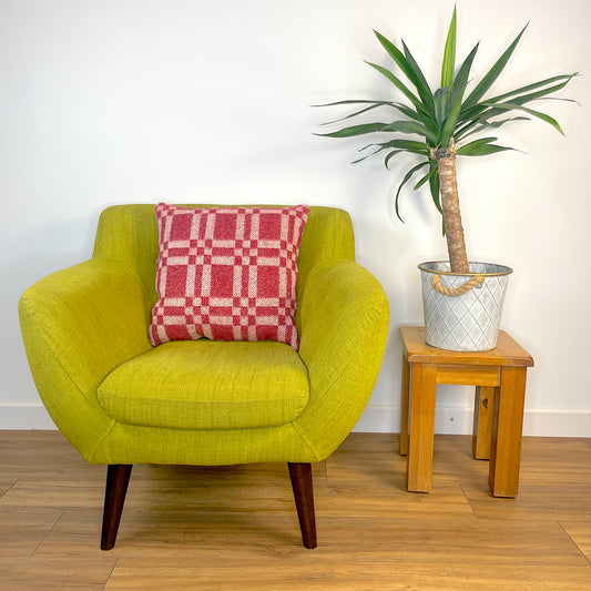Pure Wool Cushion | Red Geometric Squares