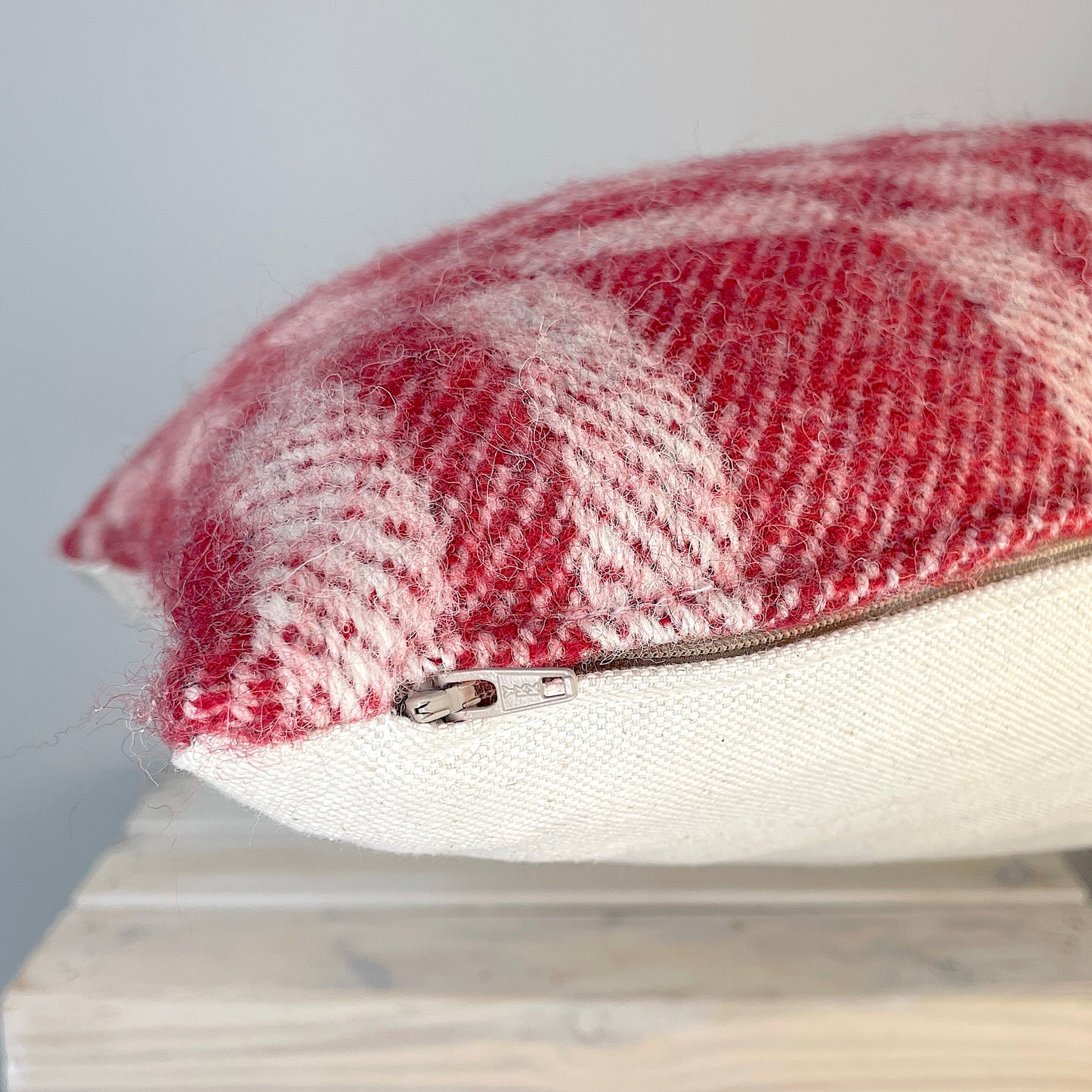 Pure Wool Cushion | Red Geometric Squares