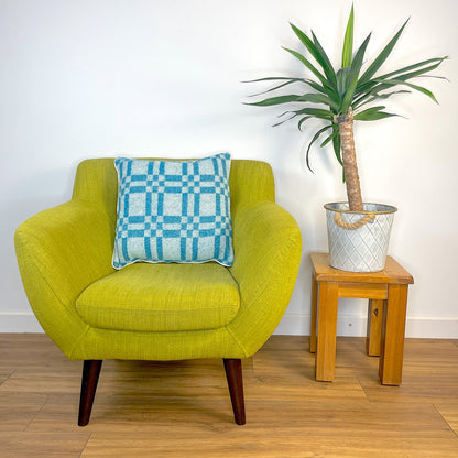 Pure Wool Cushion | Sky Blue w/Piped Edging