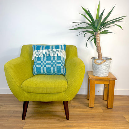 Pure Wool Cushion | Sky Blue w/Fringe