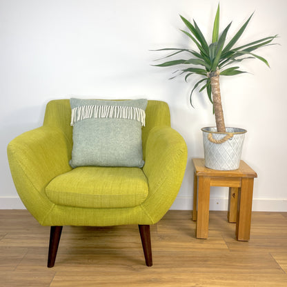 Pure Wool Cushion | Moss Green w/Fringe