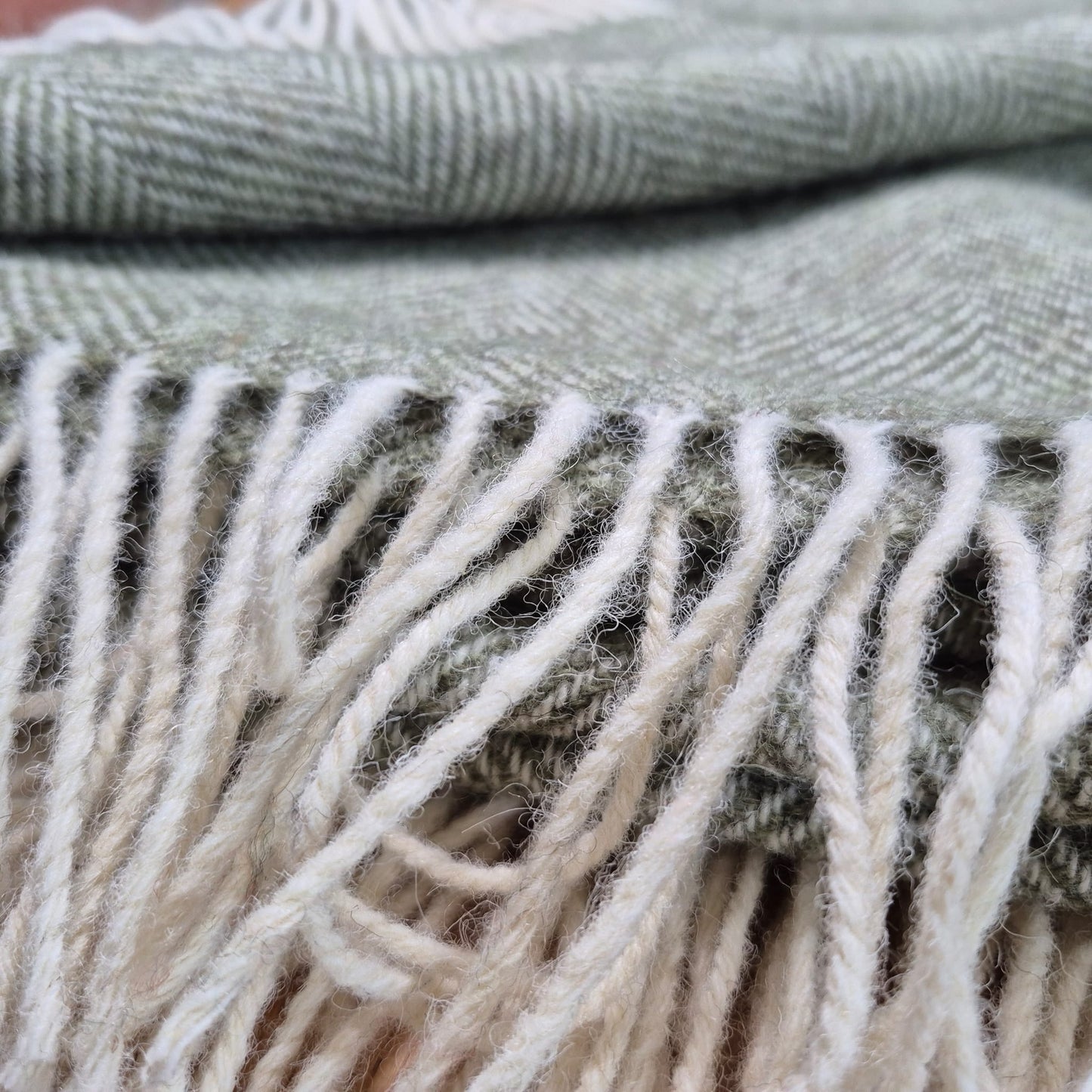 Pure Wool Throw Blanket | Herringbone | Dark Apple