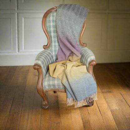 Pure British Wool Blanket Throw | Dartmoor Spring Ombre