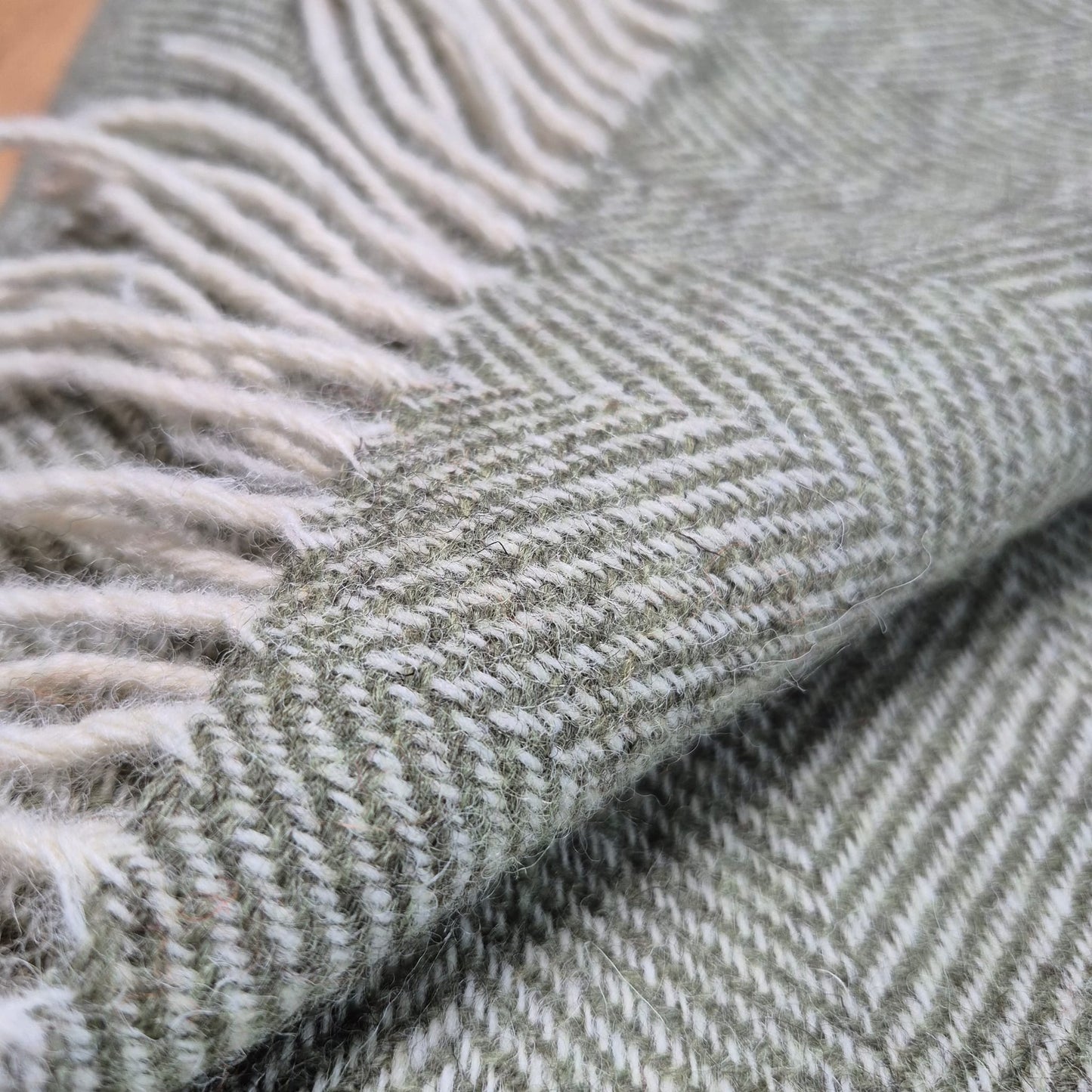 Pure Wool Throw Blanket | Herringbone | Dark Apple