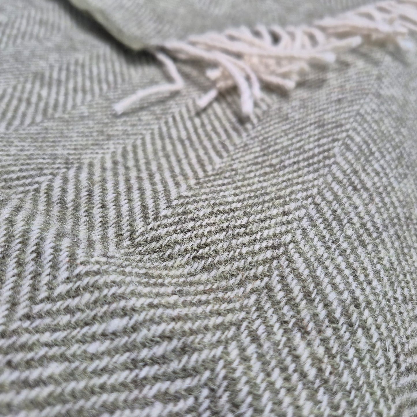 Pure Wool Throw Blanket | Herringbone | Dark Apple
