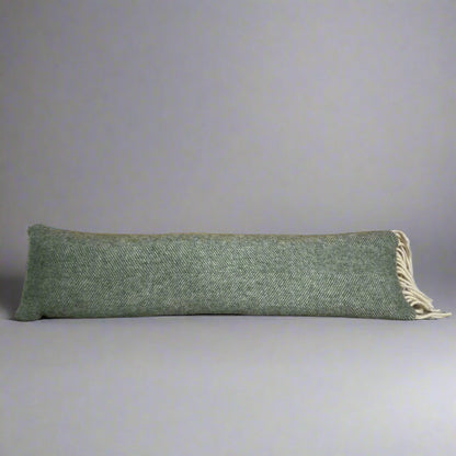 Pure Wool Draught Excluder (Moss Green w/Tassels)