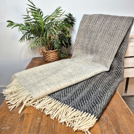 Pure British Wool Blanket Throw | Herdwick Ombre
