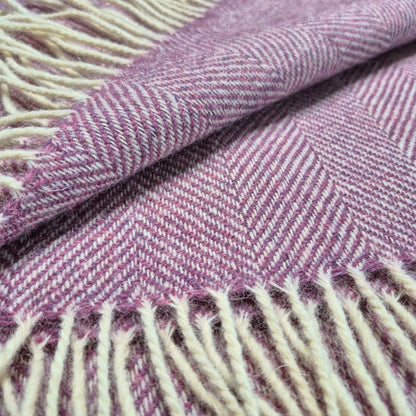 Pure Wool Throw Blanket | Herringbone | Lillac