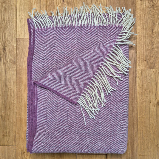 Pure Wool Throw Blanket | Herringbone | Lillac