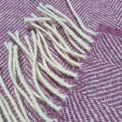 Pure Wool Throw Blanket | Herringbone | Lillac