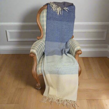 Pure British Wool Blanket Throw | Nautical Block Stripe