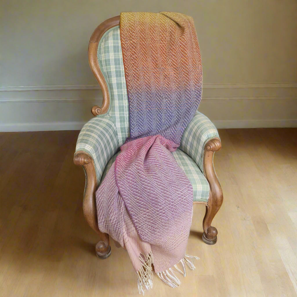 Pure British Wool Blanket Throw | Salcombe Sunset Ombre