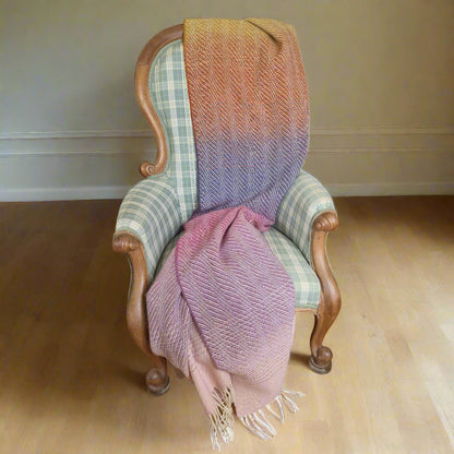 Pure British Wool Blanket Throw | Salcombe Sunset Ombre