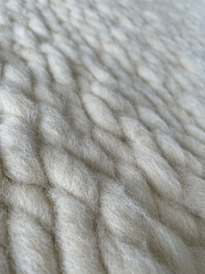 Pure White Peg Loom Wool Rug (Tulip) | Hand Woven in the UK